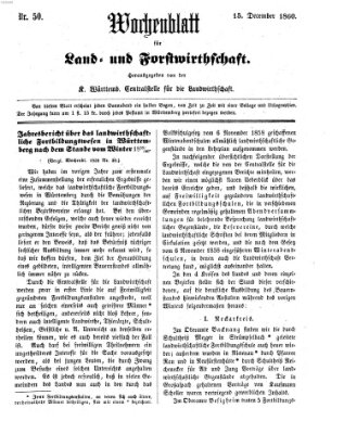 Wochenblatt für Land- und Forstwirthschaft Samstag 15. Dezember 1860