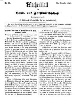 Wochenblatt für Land- und Forstwirthschaft Samstag 29. Dezember 1860