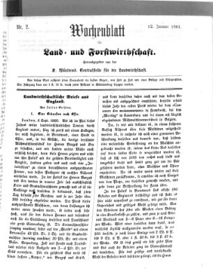 Wochenblatt für Land- und Forstwirthschaft Samstag 12. Januar 1861