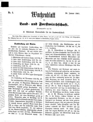 Wochenblatt für Land- und Forstwirthschaft Samstag 26. Januar 1861