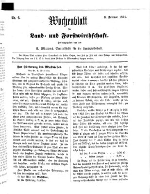 Wochenblatt für Land- und Forstwirthschaft Samstag 9. Februar 1861