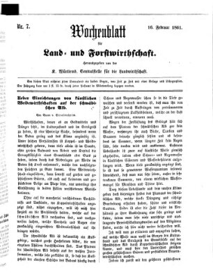 Wochenblatt für Land- und Forstwirthschaft Samstag 16. Februar 1861