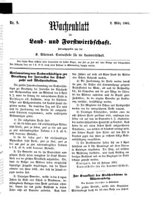 Wochenblatt für Land- und Forstwirthschaft Samstag 2. März 1861