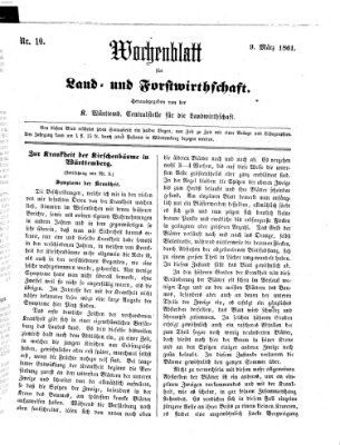 Wochenblatt für Land- und Forstwirthschaft Samstag 9. März 1861