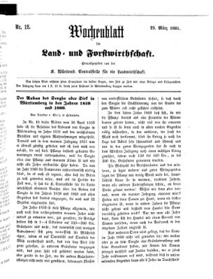 Wochenblatt für Land- und Forstwirthschaft Samstag 23. März 1861