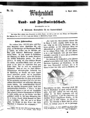 Wochenblatt für Land- und Forstwirthschaft Samstag 6. April 1861