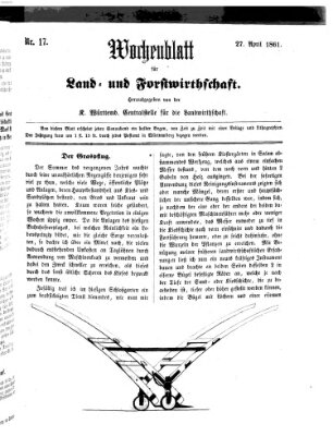 Wochenblatt für Land- und Forstwirthschaft Samstag 27. April 1861