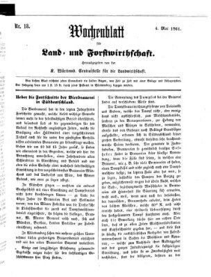 Wochenblatt für Land- und Forstwirthschaft Samstag 4. Mai 1861