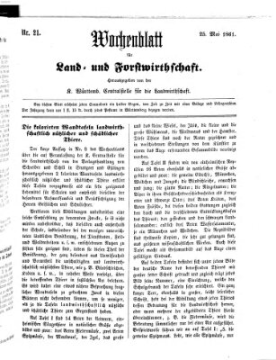 Wochenblatt für Land- und Forstwirthschaft Samstag 25. Mai 1861