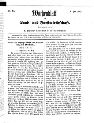 Wochenblatt für Land- und Forstwirthschaft Samstag 8. Juni 1861