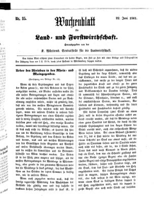 Wochenblatt für Land- und Forstwirthschaft Samstag 22. Juni 1861