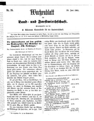 Wochenblatt für Land- und Forstwirthschaft Samstag 29. Juni 1861