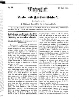 Wochenblatt für Land- und Forstwirthschaft Samstag 20. Juli 1861