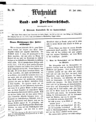 Wochenblatt für Land- und Forstwirthschaft Samstag 27. Juli 1861