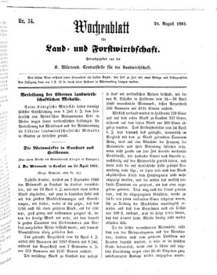 Wochenblatt für Land- und Forstwirthschaft Samstag 24. August 1861