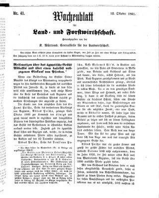 Wochenblatt für Land- und Forstwirthschaft Samstag 12. Oktober 1861