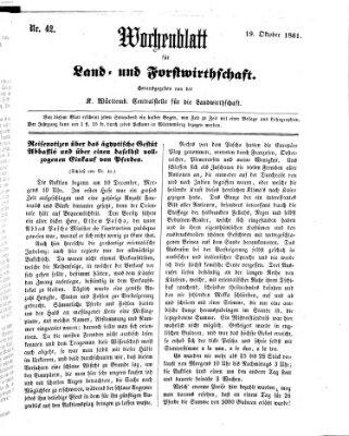 Wochenblatt für Land- und Forstwirthschaft Samstag 19. Oktober 1861