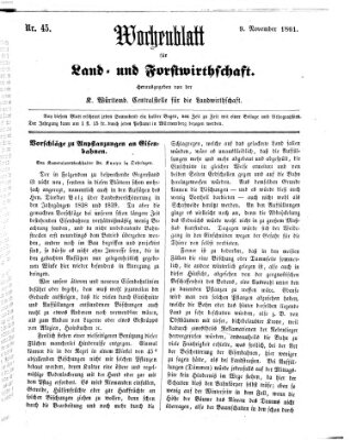 Wochenblatt für Land- und Forstwirthschaft Samstag 9. November 1861