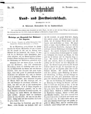 Wochenblatt für Land- und Forstwirthschaft Samstag 14. Dezember 1861