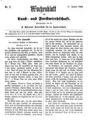 Wochenblatt für Land- und Forstwirthschaft Samstag 11. Januar 1862