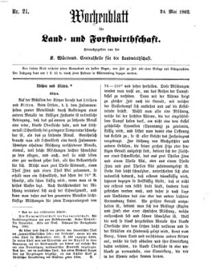 Wochenblatt für Land- und Forstwirthschaft Samstag 24. Mai 1862