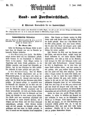 Wochenblatt für Land- und Forstwirthschaft Samstag 7. Juni 1862