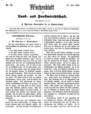 Wochenblatt für Land- und Forstwirthschaft Samstag 21. Juni 1862