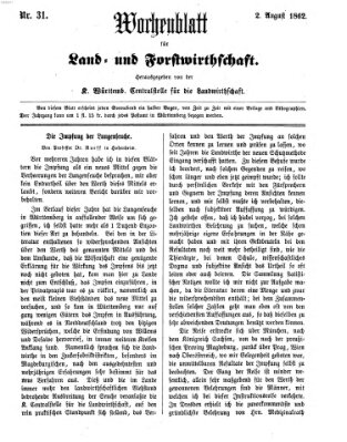 Wochenblatt für Land- und Forstwirthschaft Samstag 2. August 1862