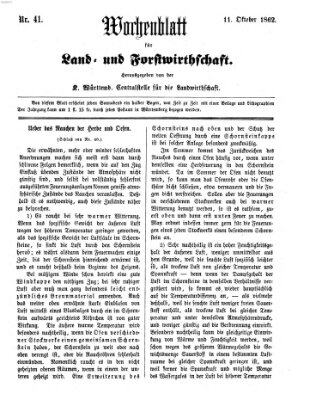 Wochenblatt für Land- und Forstwirthschaft Samstag 11. Oktober 1862