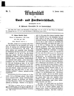 Wochenblatt für Land- und Forstwirthschaft Samstag 3. Januar 1863