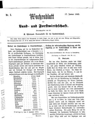 Wochenblatt für Land- und Forstwirthschaft Samstag 17. Januar 1863