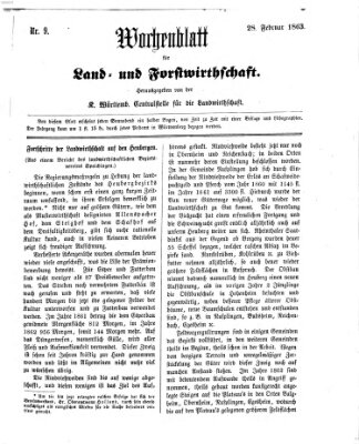 Wochenblatt für Land- und Forstwirthschaft Samstag 28. Februar 1863