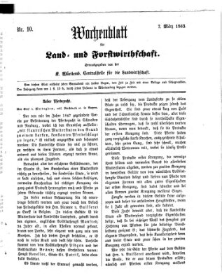 Wochenblatt für Land- und Forstwirthschaft Samstag 7. März 1863