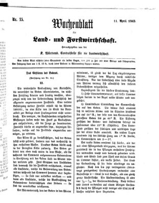 Wochenblatt für Land- und Forstwirthschaft Samstag 11. April 1863