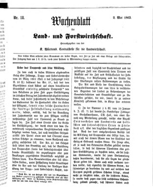 Wochenblatt für Land- und Forstwirthschaft Samstag 2. Mai 1863