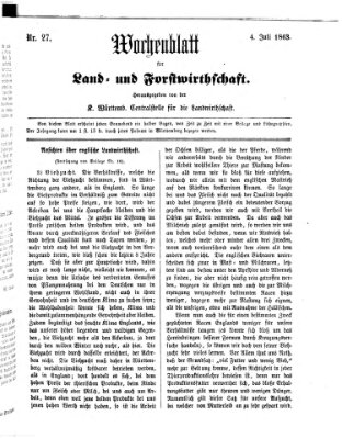 Wochenblatt für Land- und Forstwirthschaft Samstag 4. Juli 1863