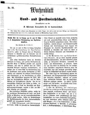 Wochenblatt für Land- und Forstwirthschaft Samstag 18. Juli 1863