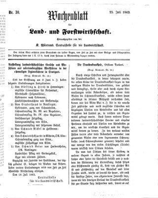 Wochenblatt für Land- und Forstwirthschaft Samstag 25. Juli 1863