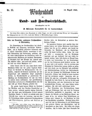 Wochenblatt für Land- und Forstwirthschaft Samstag 15. August 1863