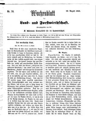 Wochenblatt für Land- und Forstwirthschaft Samstag 22. August 1863