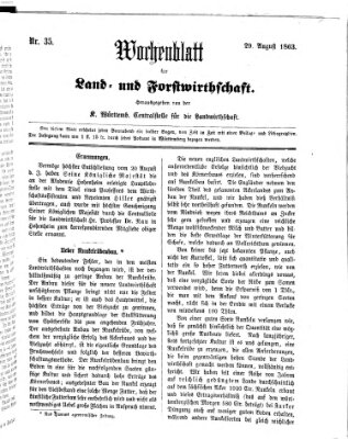 Wochenblatt für Land- und Forstwirthschaft Samstag 29. August 1863