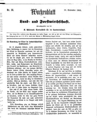 Wochenblatt für Land- und Forstwirthschaft Samstag 19. September 1863