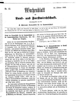 Wochenblatt für Land- und Forstwirthschaft Samstag 24. Oktober 1863