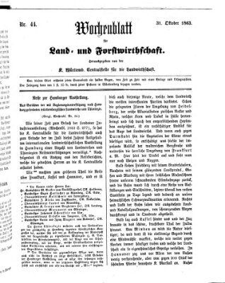 Wochenblatt für Land- und Forstwirthschaft Samstag 31. Oktober 1863