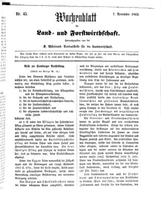 Wochenblatt für Land- und Forstwirthschaft Samstag 7. November 1863