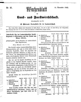 Wochenblatt für Land- und Forstwirthschaft Samstag 14. November 1863