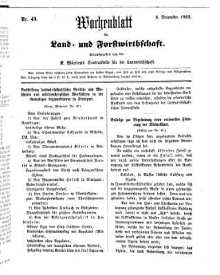 Wochenblatt für Land- und Forstwirthschaft Samstag 5. Dezember 1863