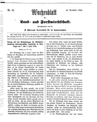 Wochenblatt für Land- und Forstwirthschaft Samstag 19. Dezember 1863