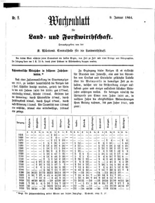 Wochenblatt für Land- und Forstwirthschaft Samstag 9. Januar 1864