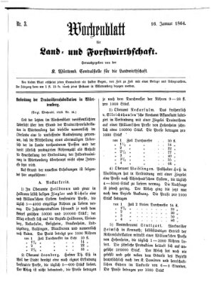 Wochenblatt für Land- und Forstwirthschaft Samstag 16. Januar 1864